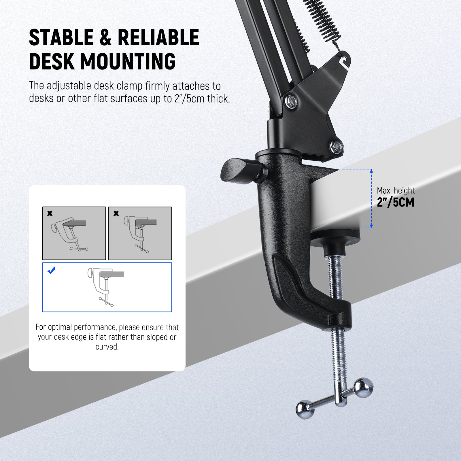 NEEWER BASICS MS006 Desktop Microphone Boom Arm Stand - Thumbnail 2