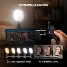 This streaming light offers 5 color temperature levels ranging from 3000K-65000K