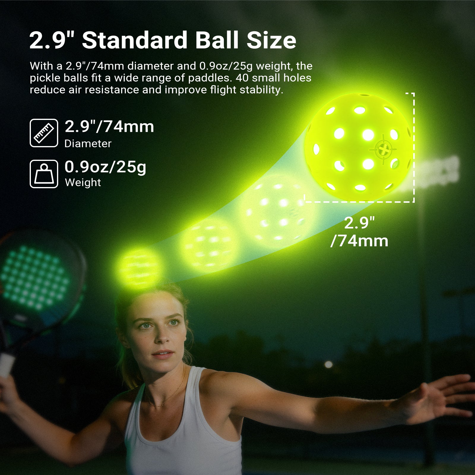 NEEWER PB02 4-Pack LED Pickleball Set for Night Play