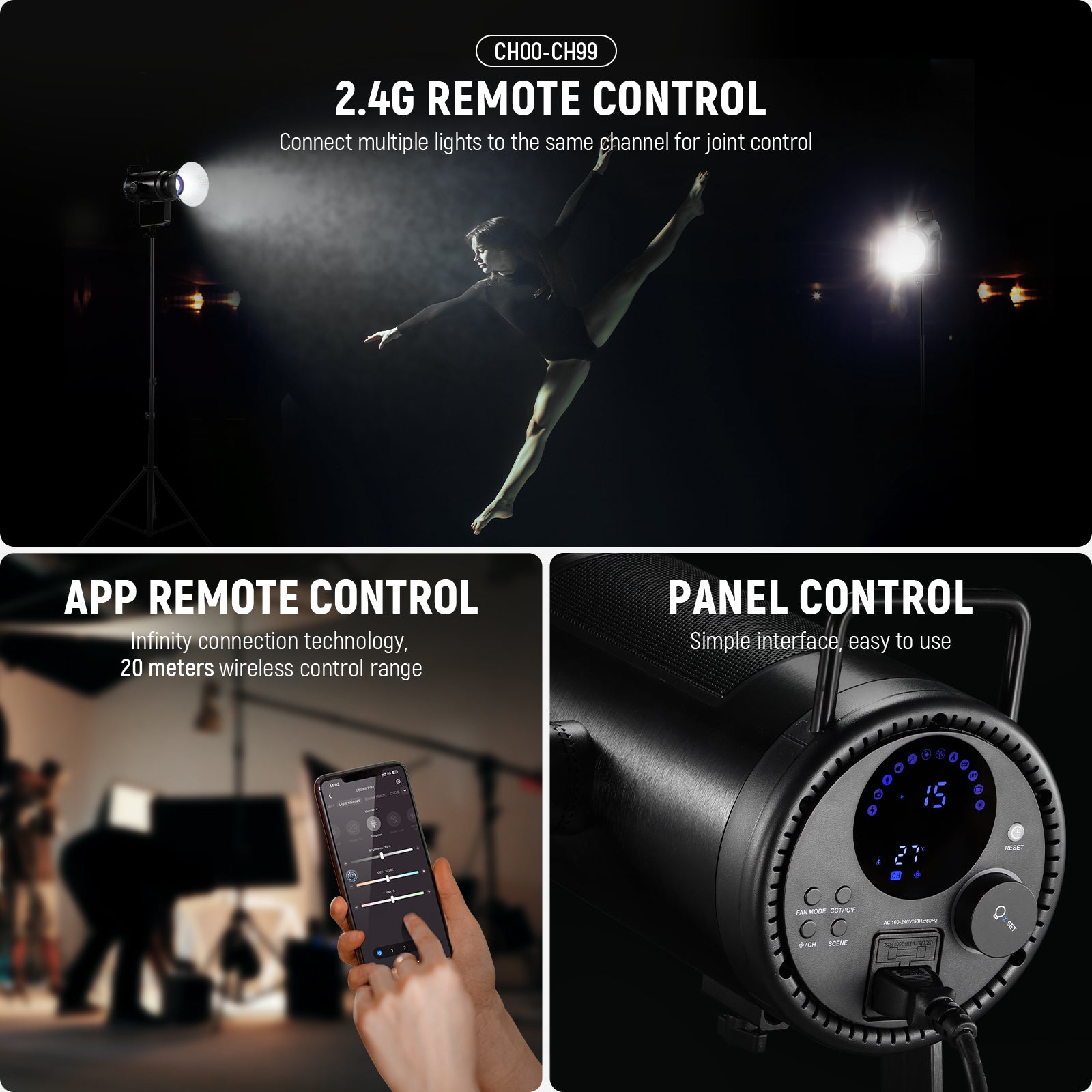 NEEWER CB200B 210W LEDビデオライト NEEWER CB200B Bi-Color Video Light | Studio LED Light