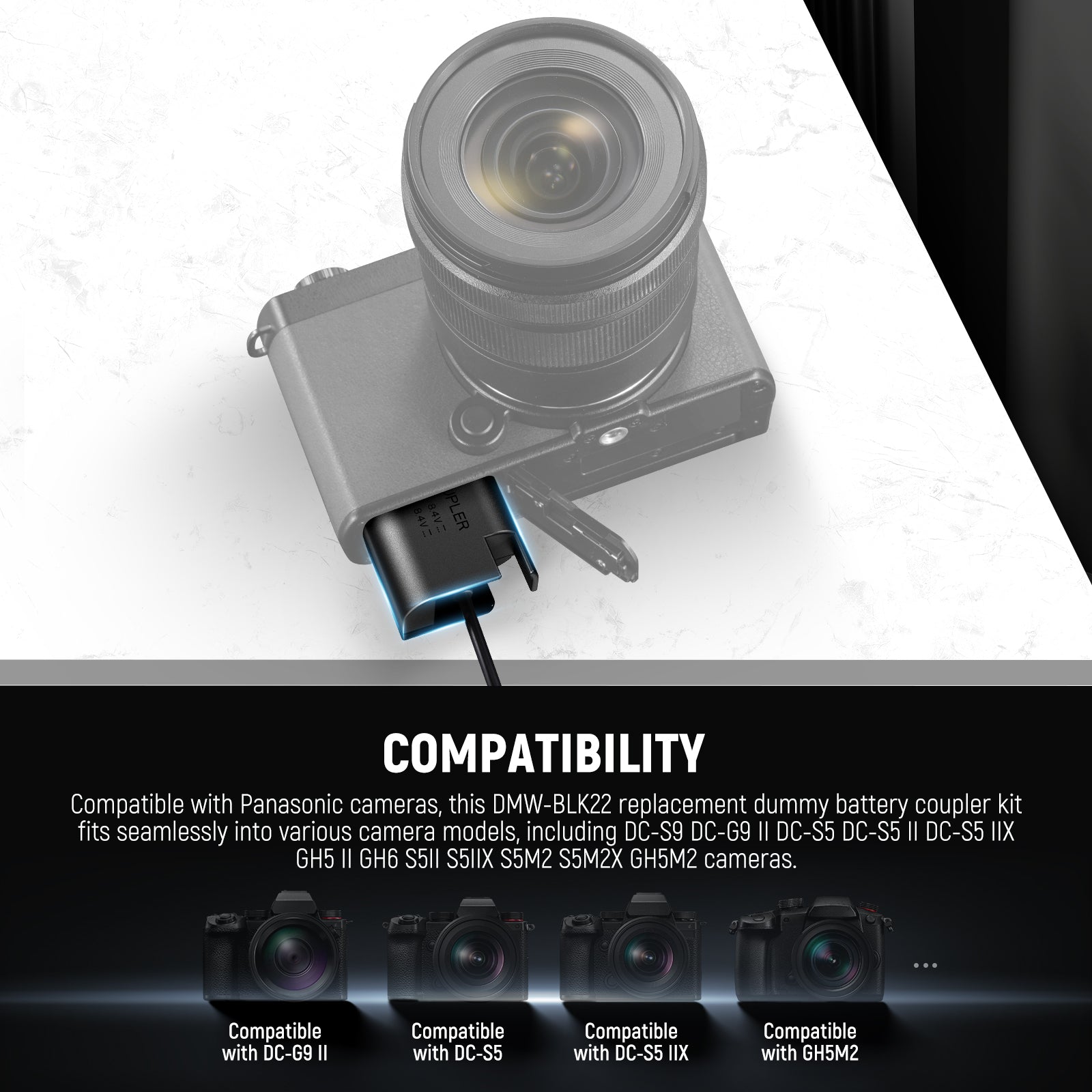 NEEWER DMW-BLK22 Replacement Dummy Battery Coupler Kit