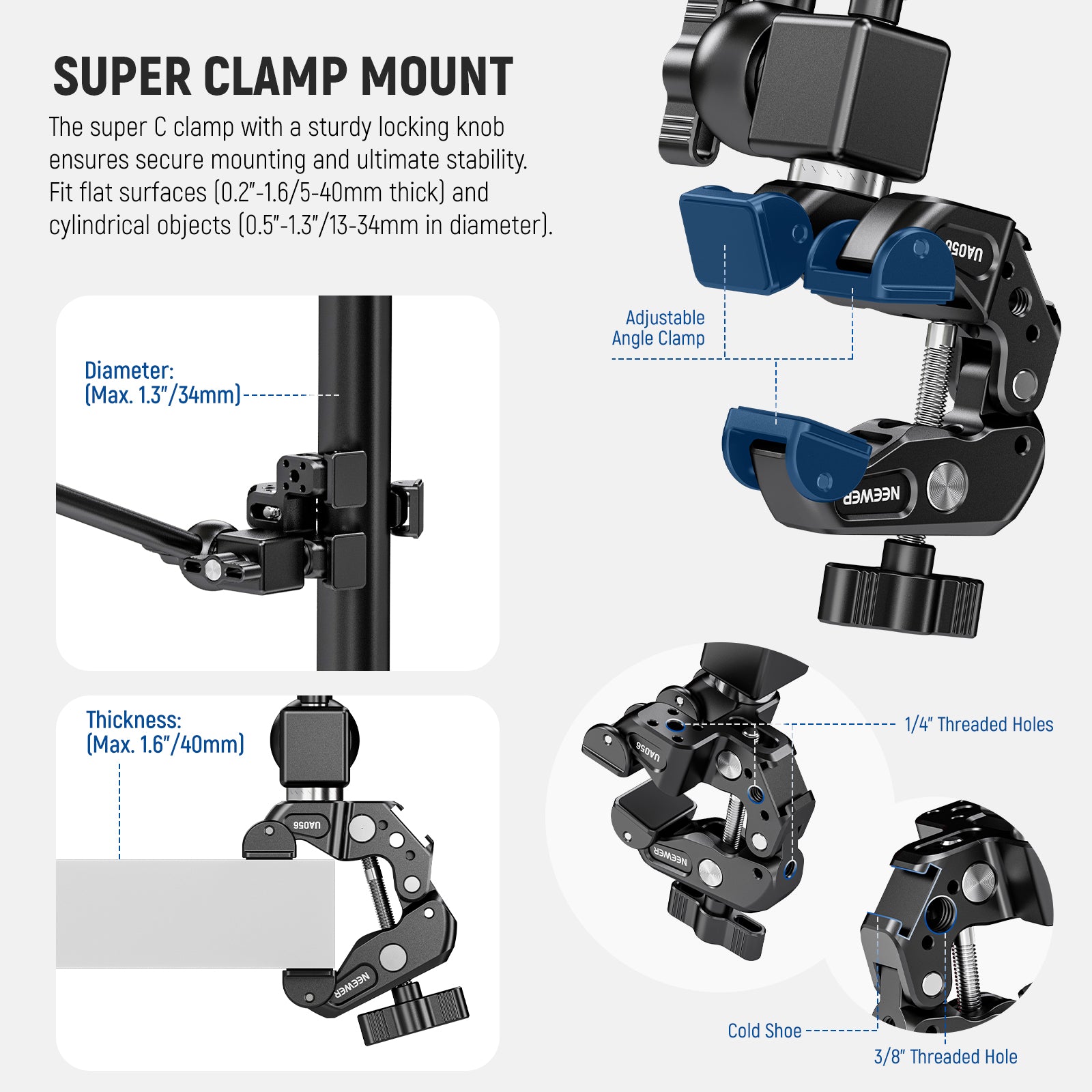 NEEWER UA056 Articulating Magic Arm with Super Clamp