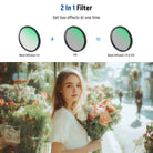 NEEWER 2 in 1 CPL & Black Diffusion 1/4 Filter For iPhone offers two effects at one time.