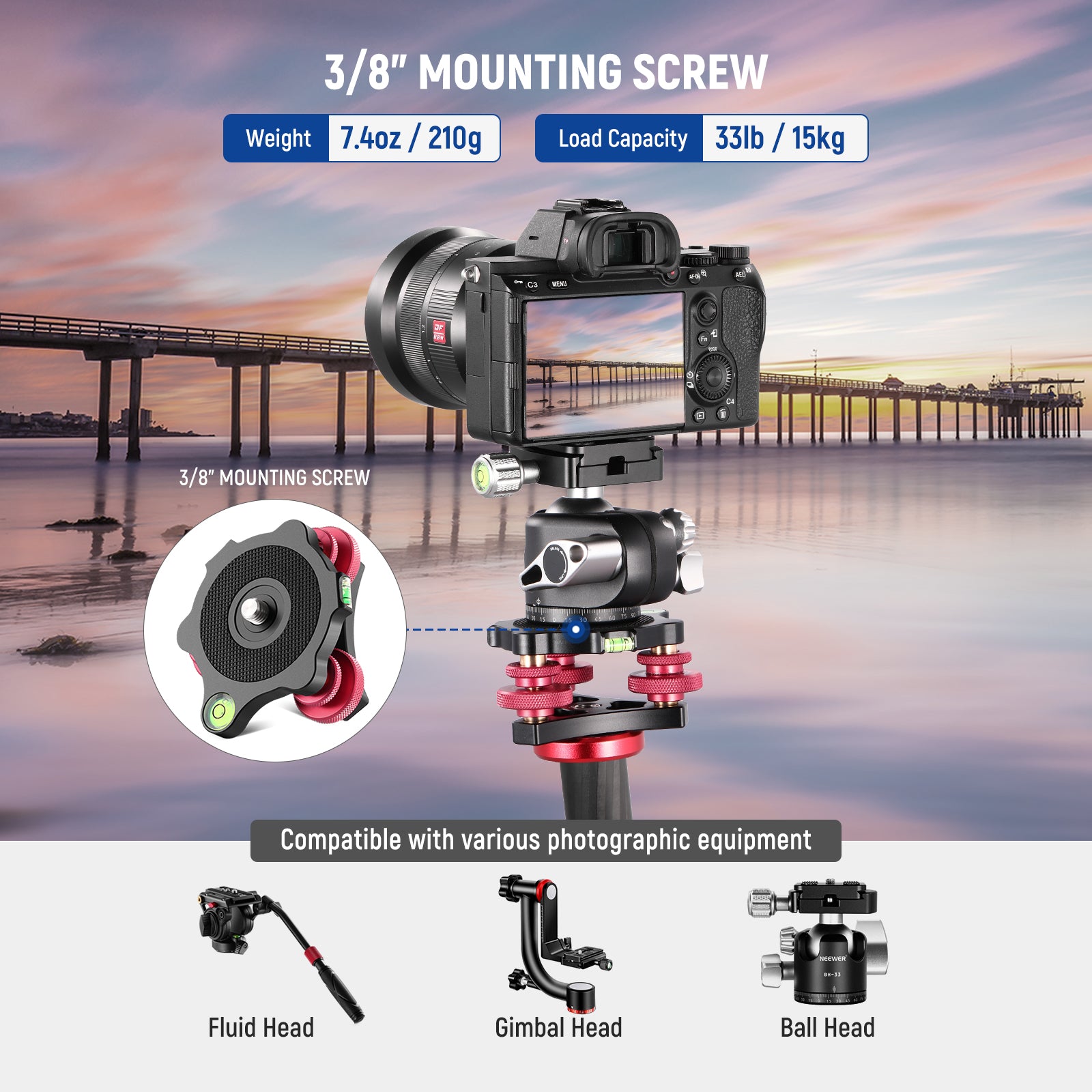 Neewer LP64 Tripod Head Leveling Base - Thumbnail 4