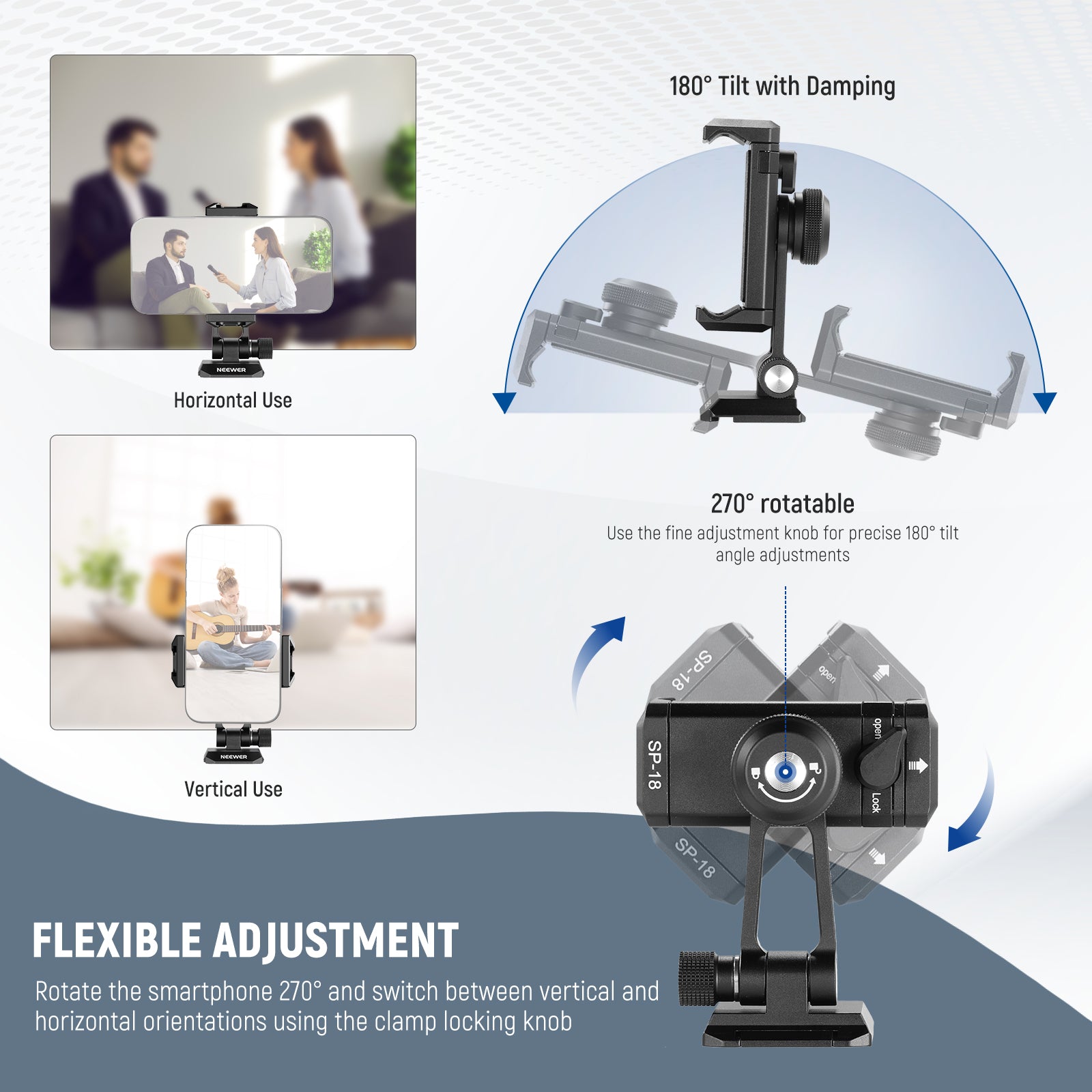 Neewer SP-18 Phone Tripod Mount Adapter - Thumbnail 4