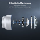 Multicoated HD optical glass with 7 elements in 5 groups