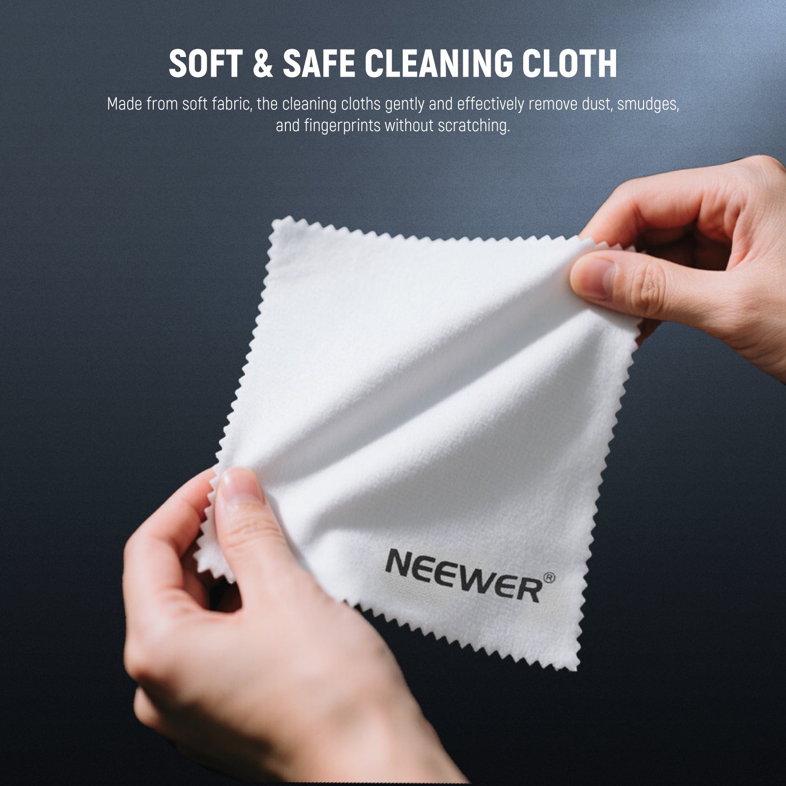 Made from soft fabric, the cleaning cloths gently and effectively remove dust