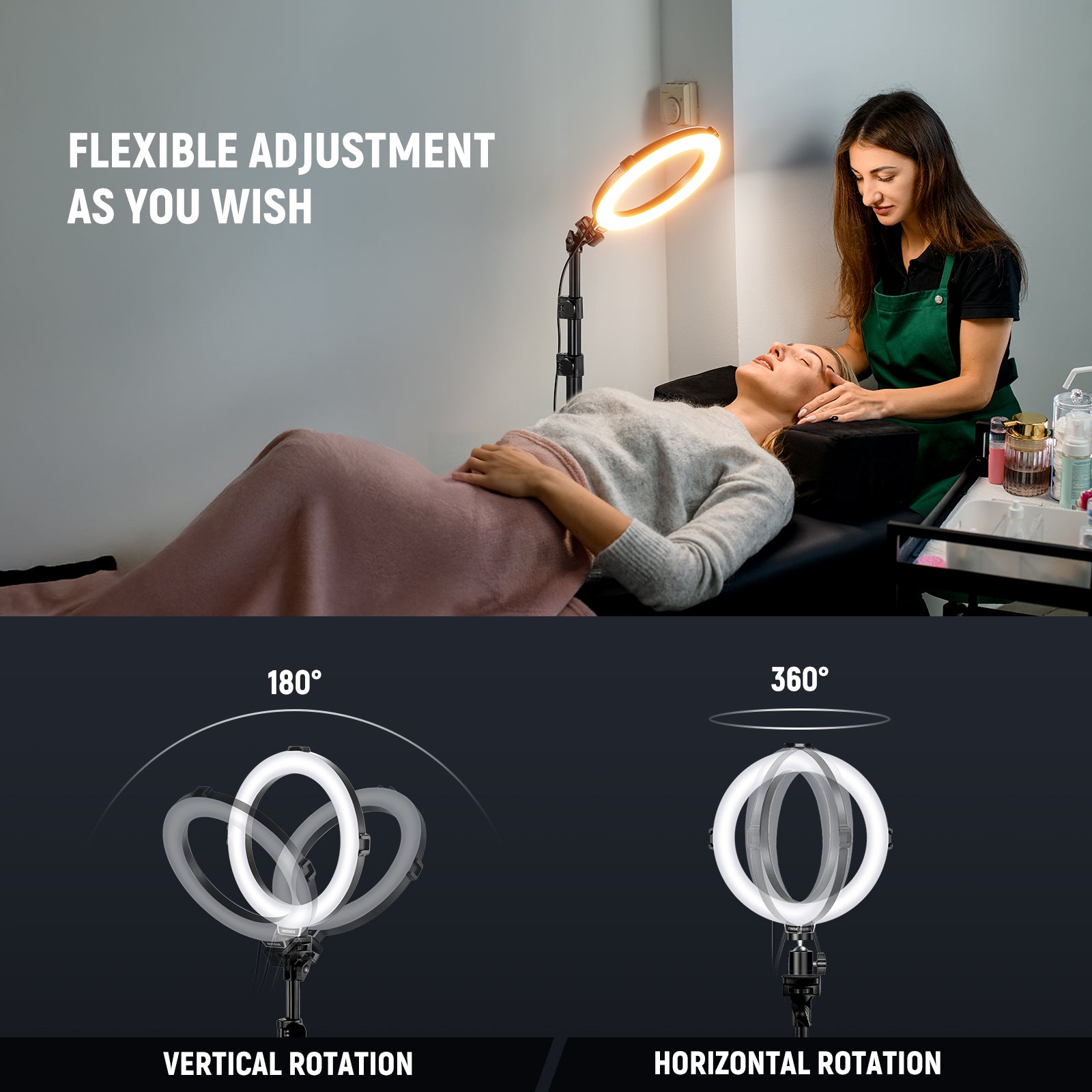 The 4 section aluminum alloy tripod stand is flexible to adjust.