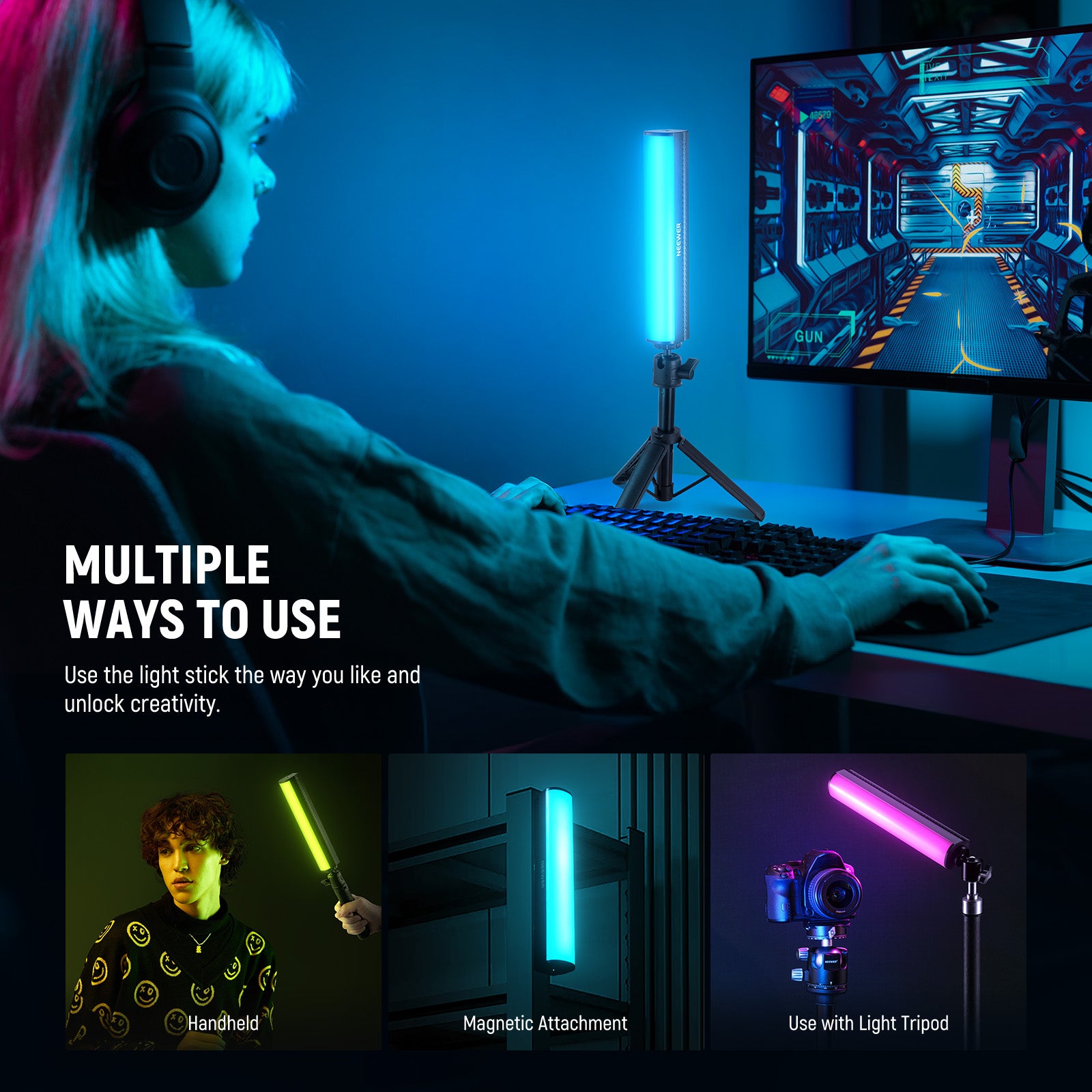 NEEWER TL20C/TL21C RGB Magnetic Handheld Light Wand Kit