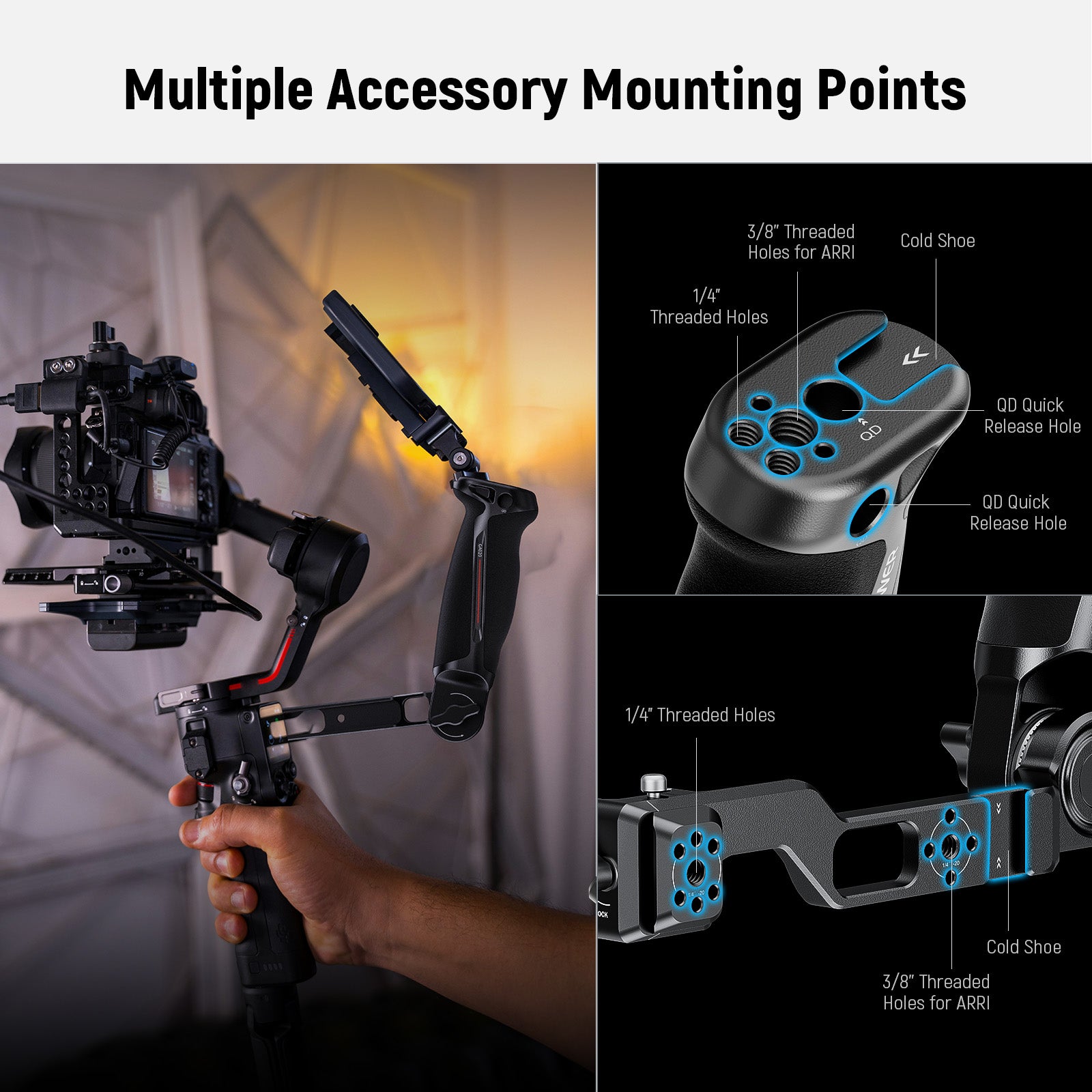 NEEWER GA020 Gimbal Sling Handle with NATO DJI RS Series