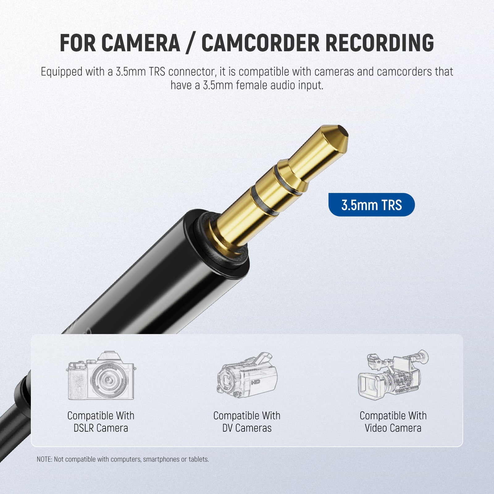 these little professional external microphones are compatible with cameras and camcorders that have a 3.5mm female audio input.
