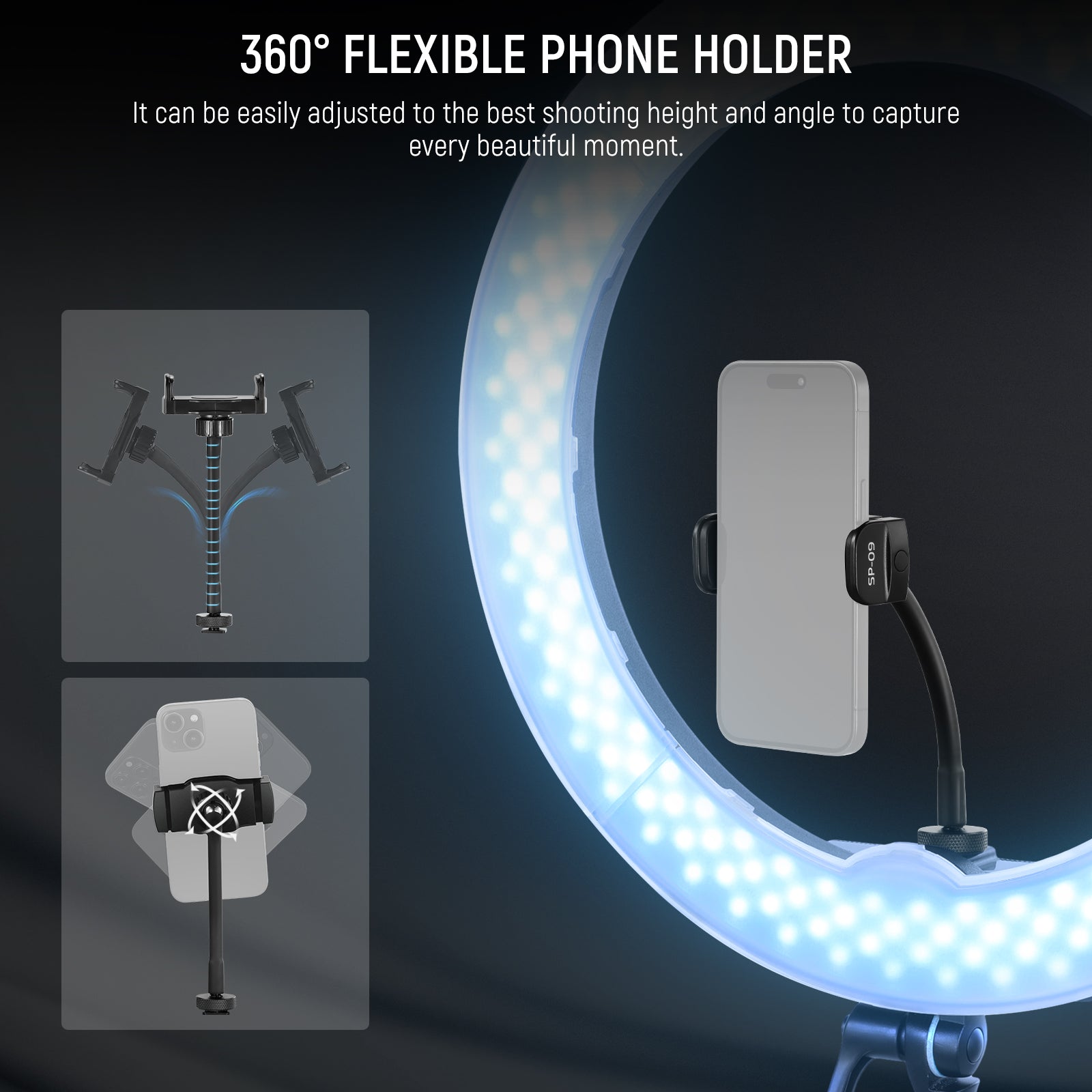 NEEWER SP-09 360° Flexible Phone Holder for Ring Light