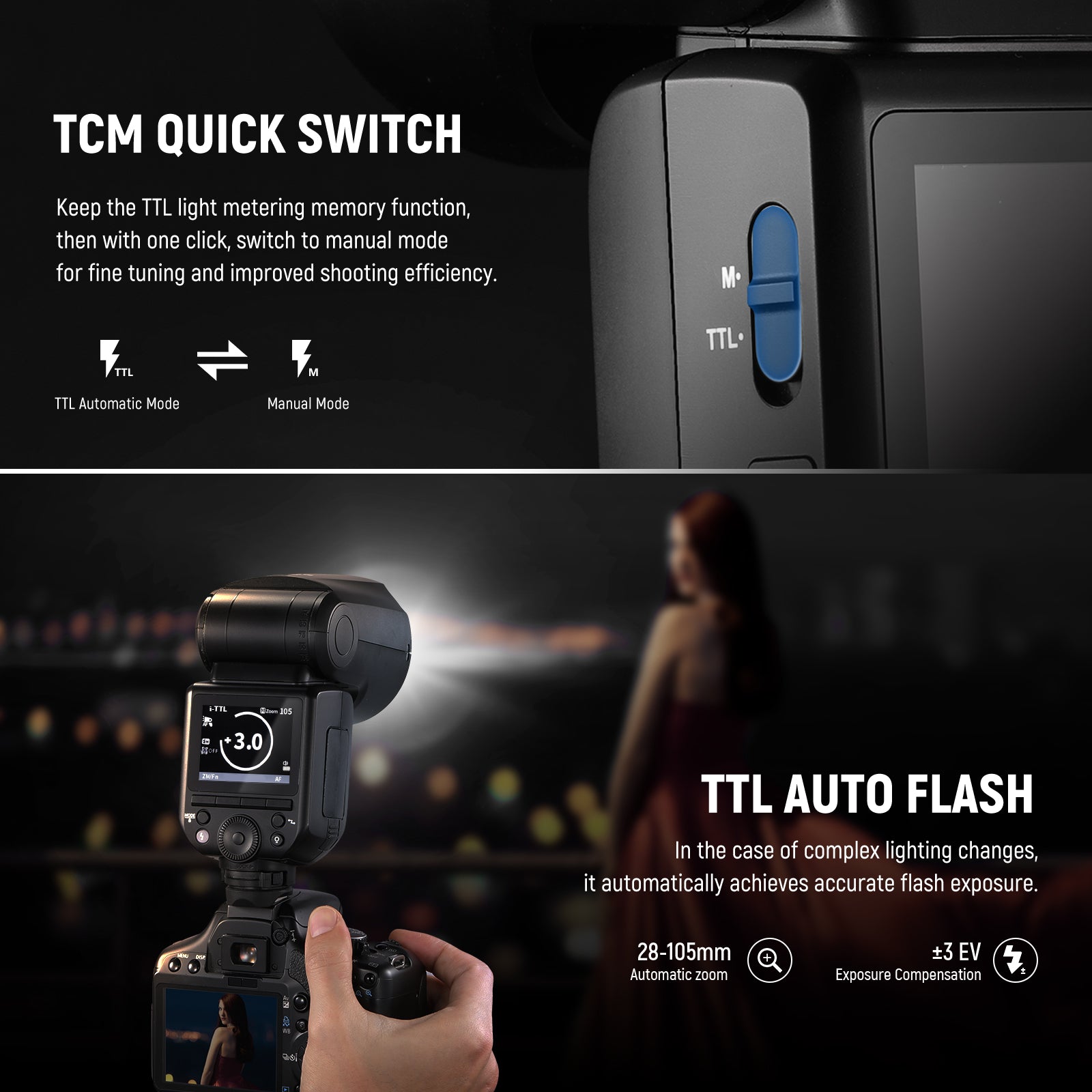 NEEWER Z1-S TTL Round Head Flash Speedlite for Sony DSLR Cameras, 76Ws 2.4G  1/8000s HSS Speedlight, 10 Levels LED Modeling Lamp, 2600mAh Lithium