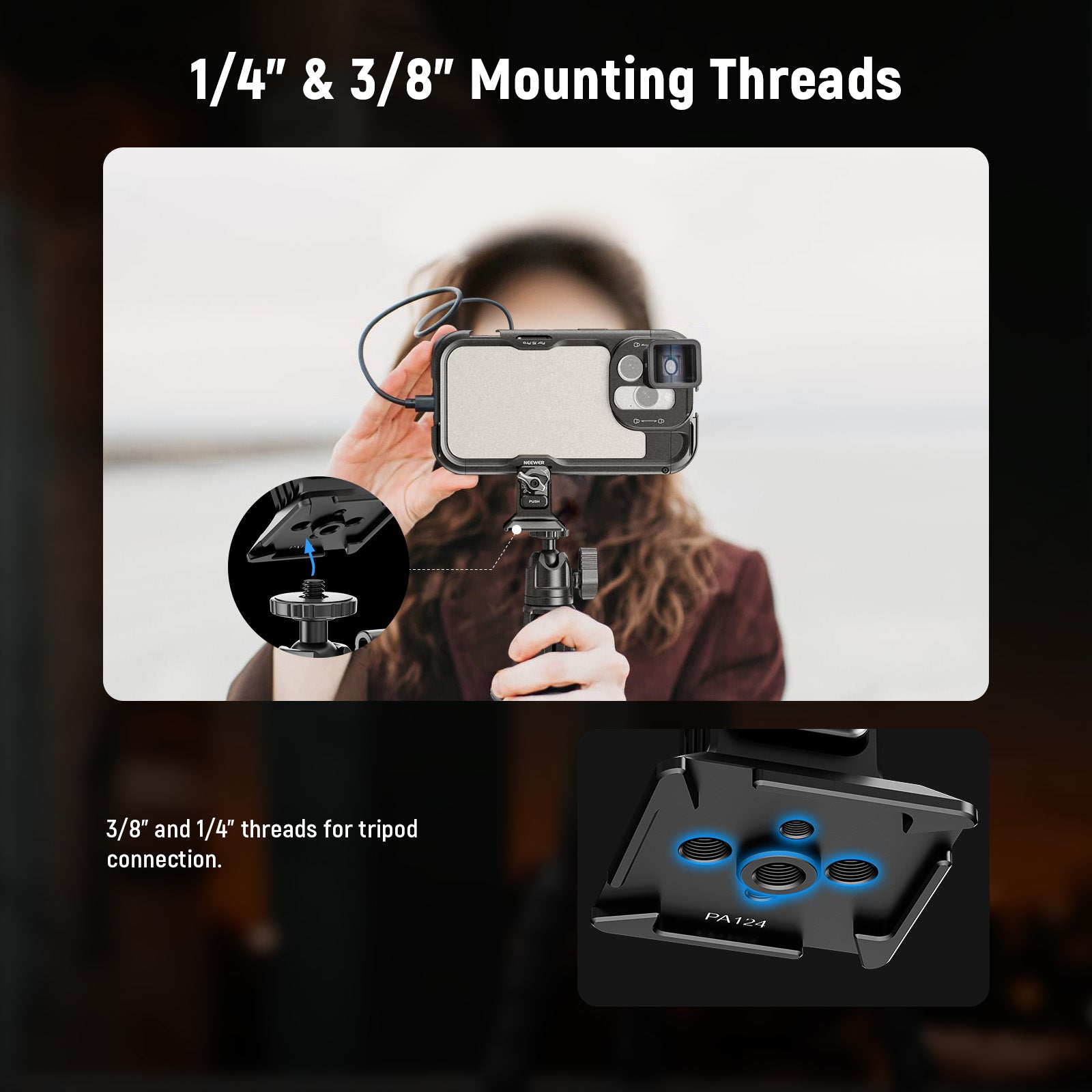 Neewer PA124 Phone Tripod Mount - Thumbnail 2