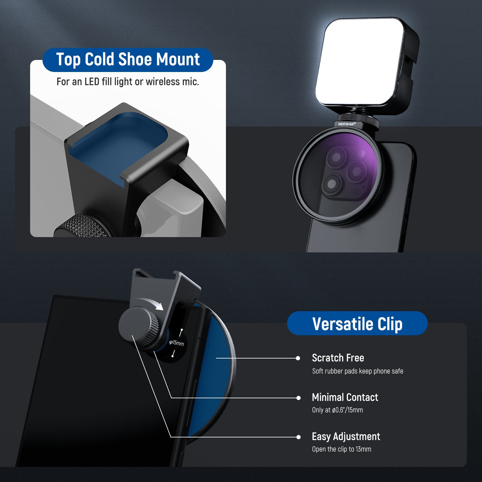 Neewer FL-78 CPL Filter & Phone Clip - Thumbnail 4