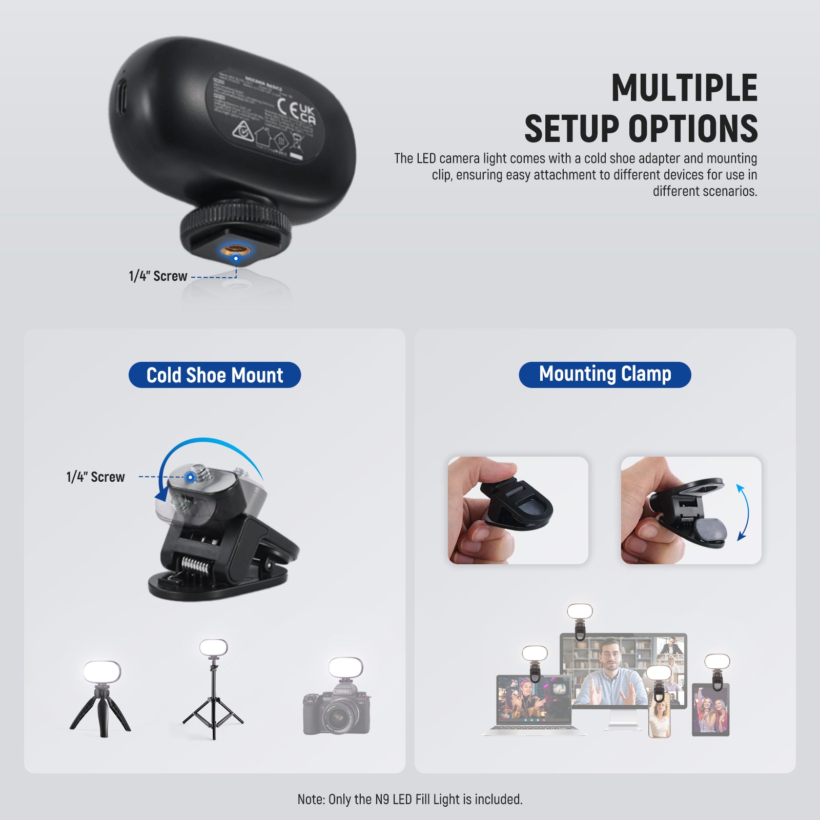 NEEWER N9 Portable Clip on Bi-Color LED Selfie Light