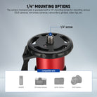 The camera monopod pole is equipped with 1/4" mounting screw.