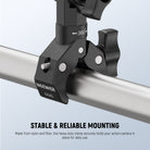 the heavy duty clamp securely holds your action camera in place for stable daily use.