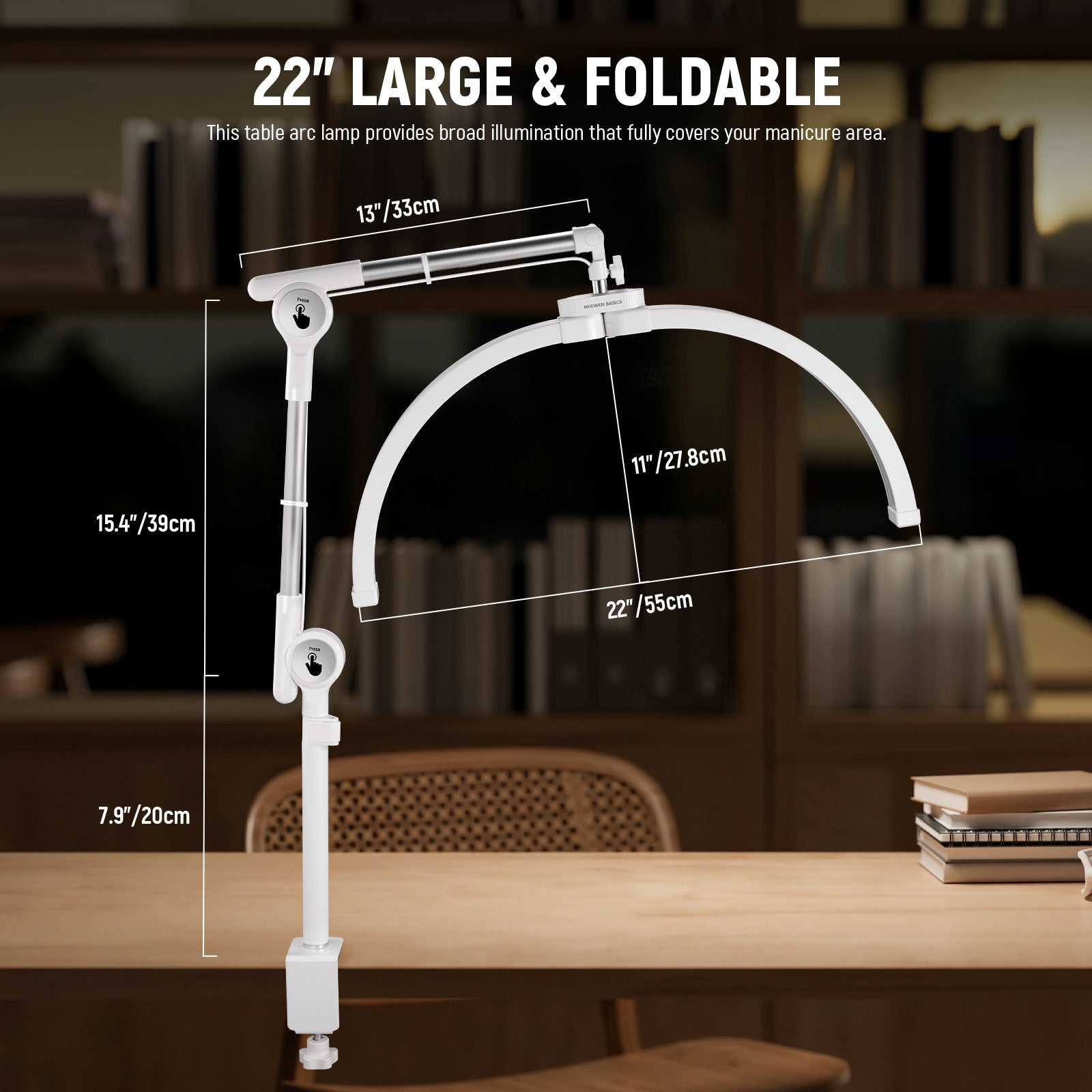 NEEWER BASICS HM03-D Large LED Folding Arc Lash Lamp