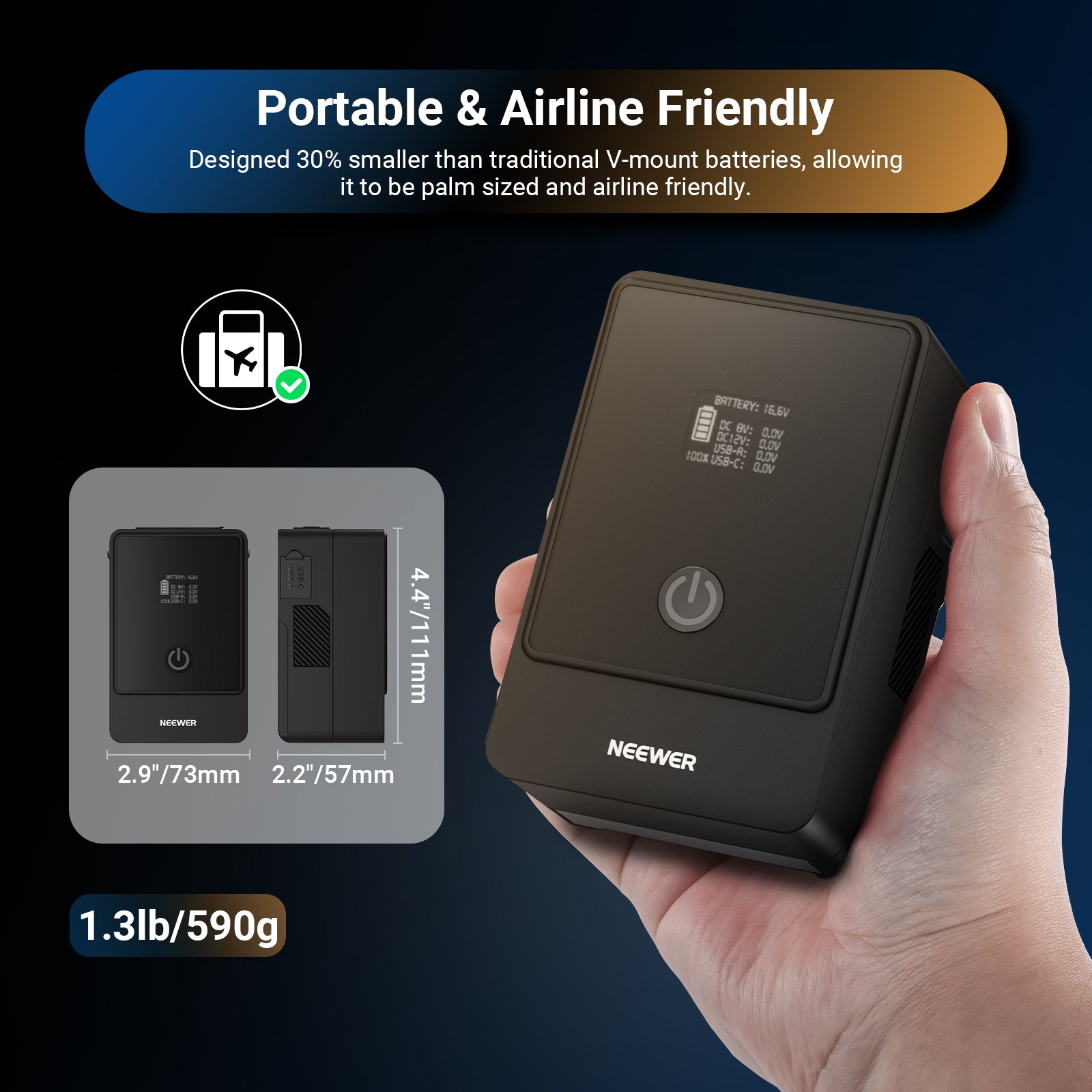 NEEWER PS099E 6800mAh 14.5V Mini V Mount Battery