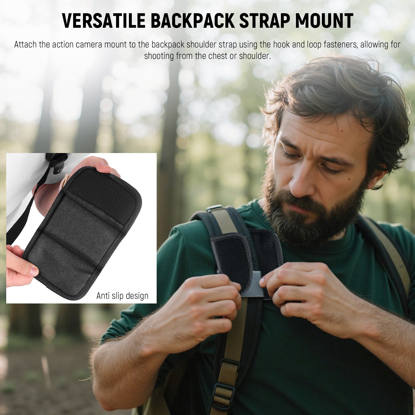 NEEWER GP63 Backpack Strap Mount For Action Cameras