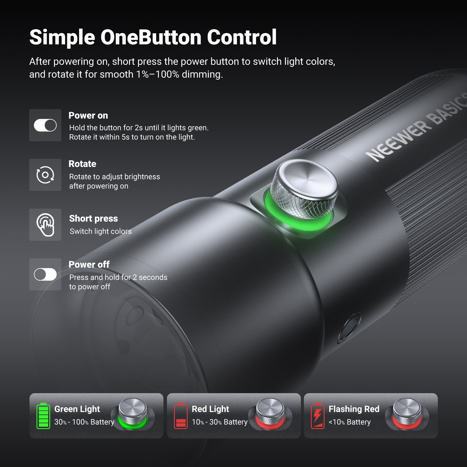 NEEWER BASICS FL10 Portable Photography Flashlight