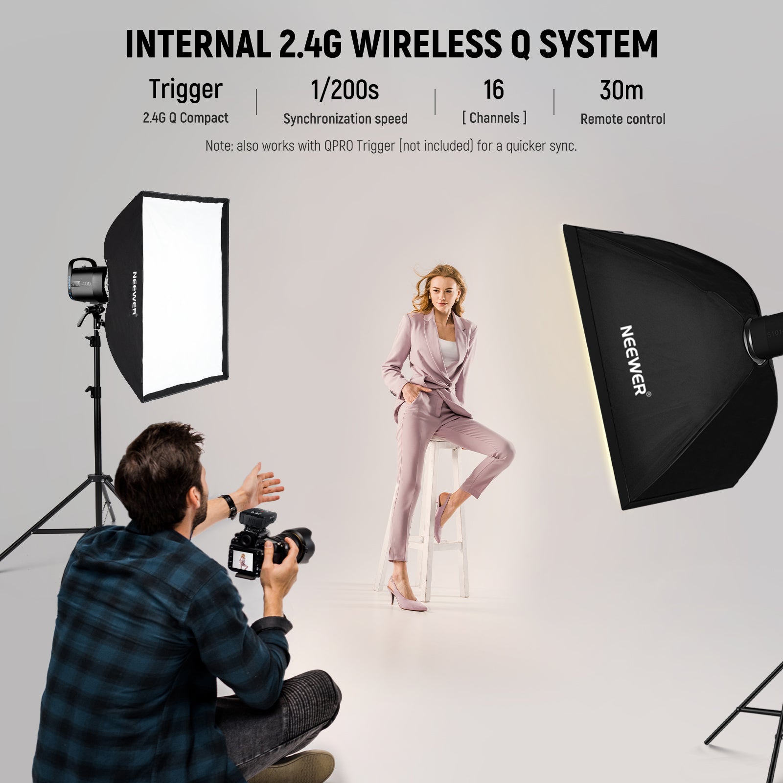 NEEWER 2 Pack S101-400W PRO Studio Strobe Light Kit