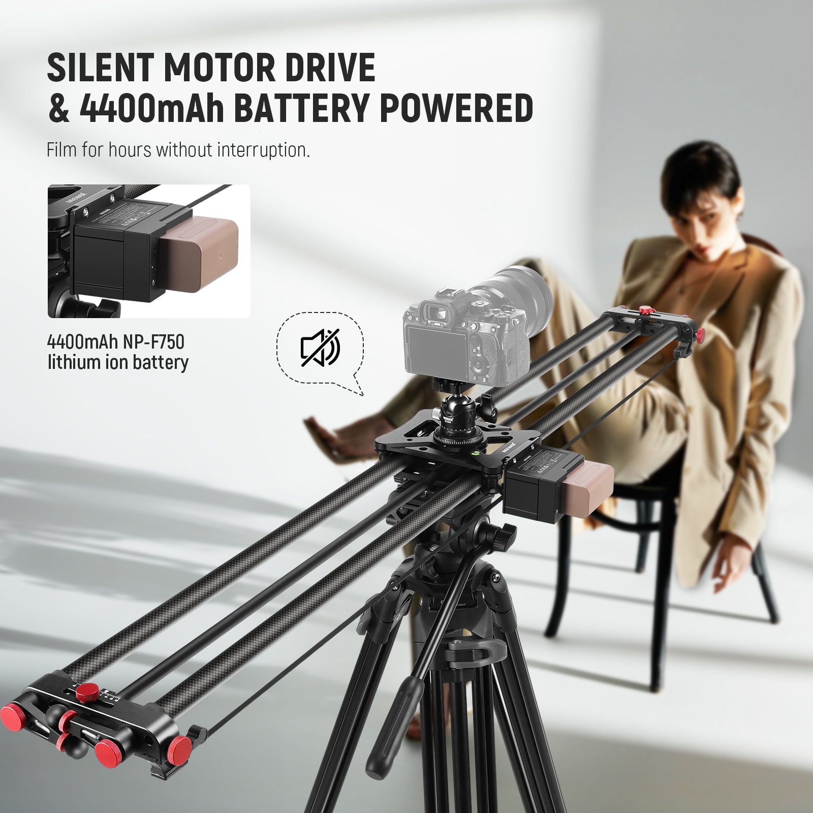NEEWER ER1 Motorized Camera Slider with NP-F750 Battery