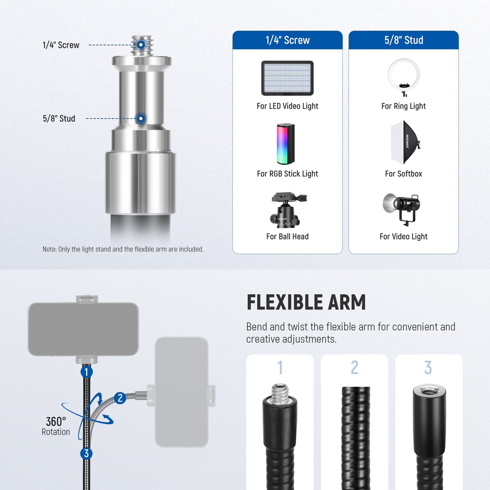 NEEWER MS010 Versatile Mic Stand Accessories Kit includes a flexible tube.