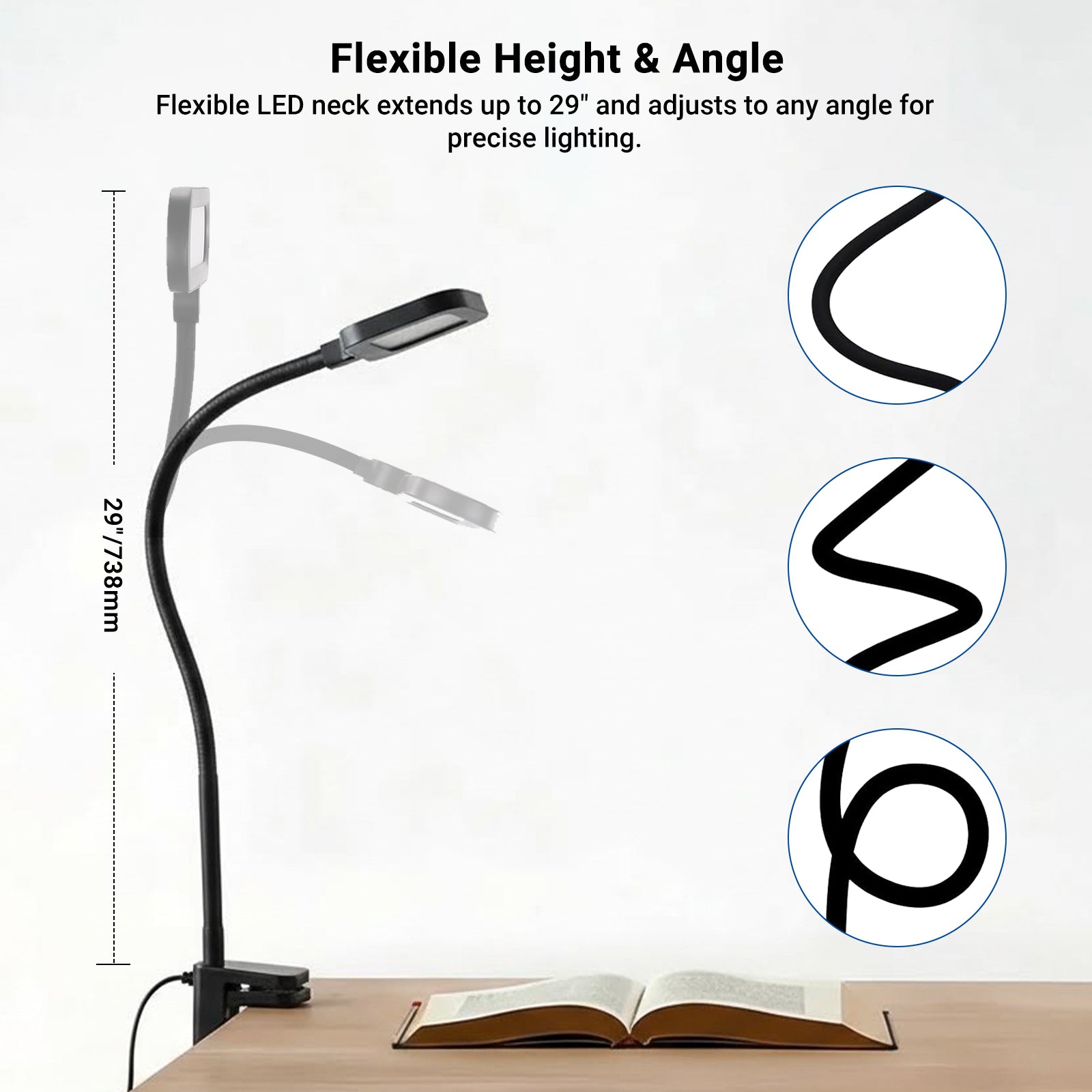 NEEWER N33 clip-on LED desk lamp with a 29-inch flexible gooseneck