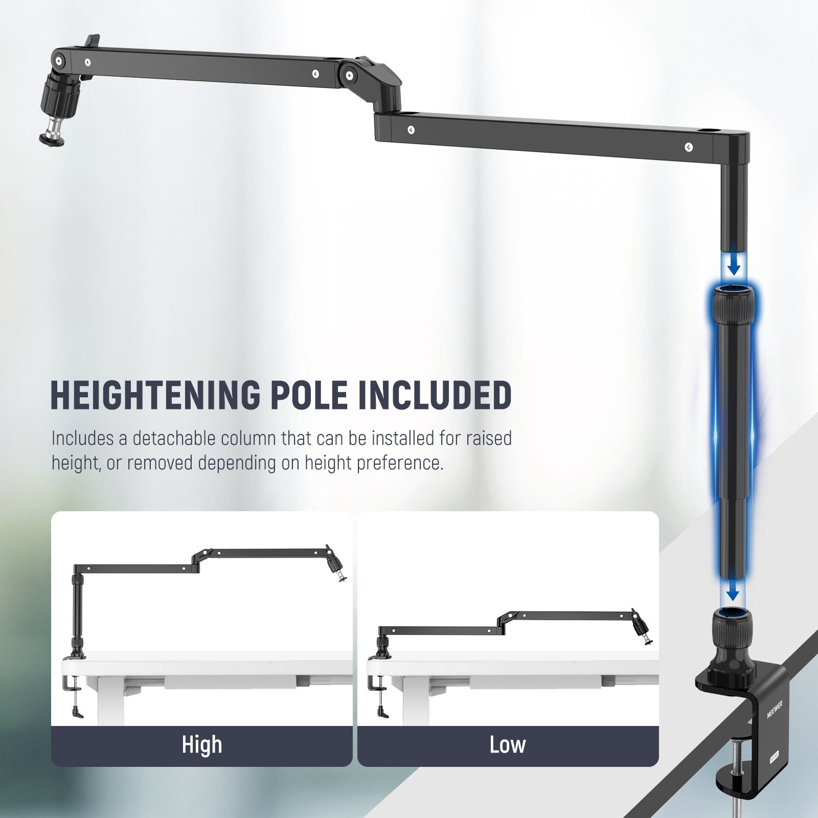 NEEWER MST002 Low Profile Mic Arm Desk Mount with Damping - Thumbnail 4