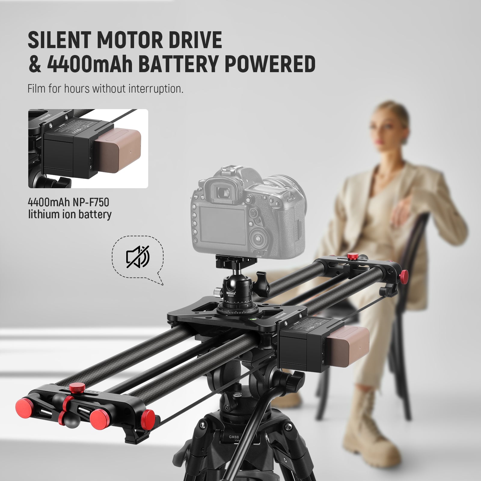 NEEWER ER1 Motorized Camera Slider with NP-F750 Battery