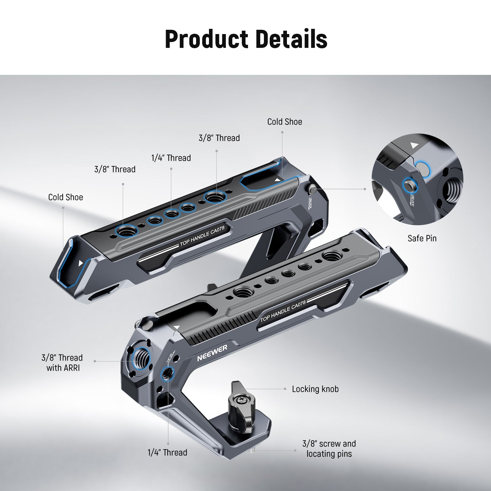 NEEWER CA078 All Metal Camera Top Handle Grip