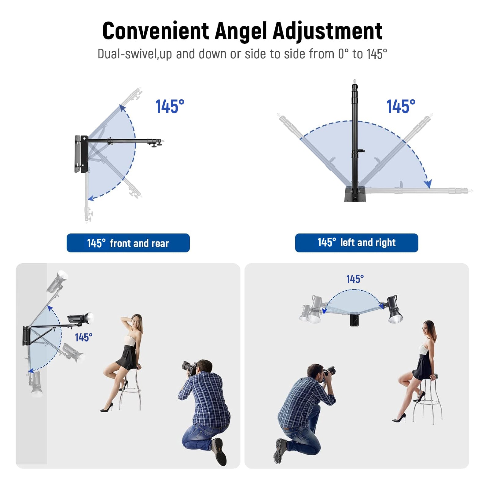 NEEWER壁掛けムーブアーム2本セット125㎝シルバー NEEWER 125CM Wall Mounting | Wall Mount for Ring Light