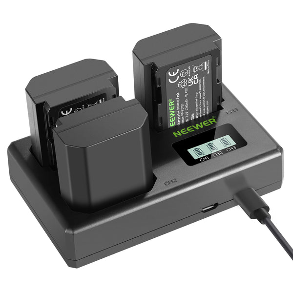 NEEWER 3 Pack NP-FZ100 Sony Replacement Battery & Charger Set