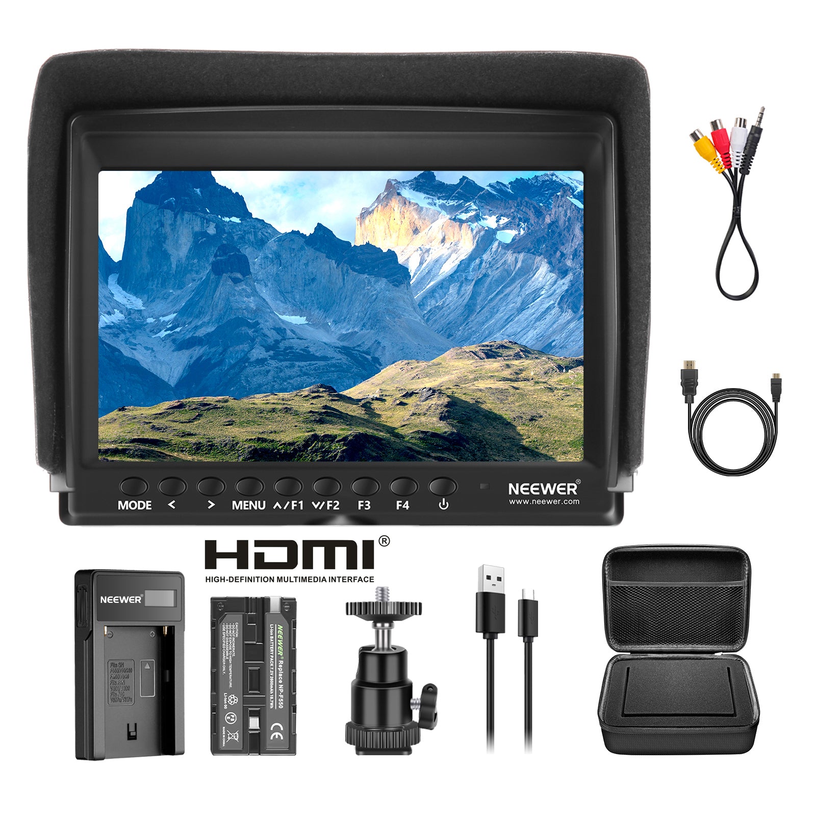 NEEWER F100 7 Inch HD Camera Field Monitor Kit With Case