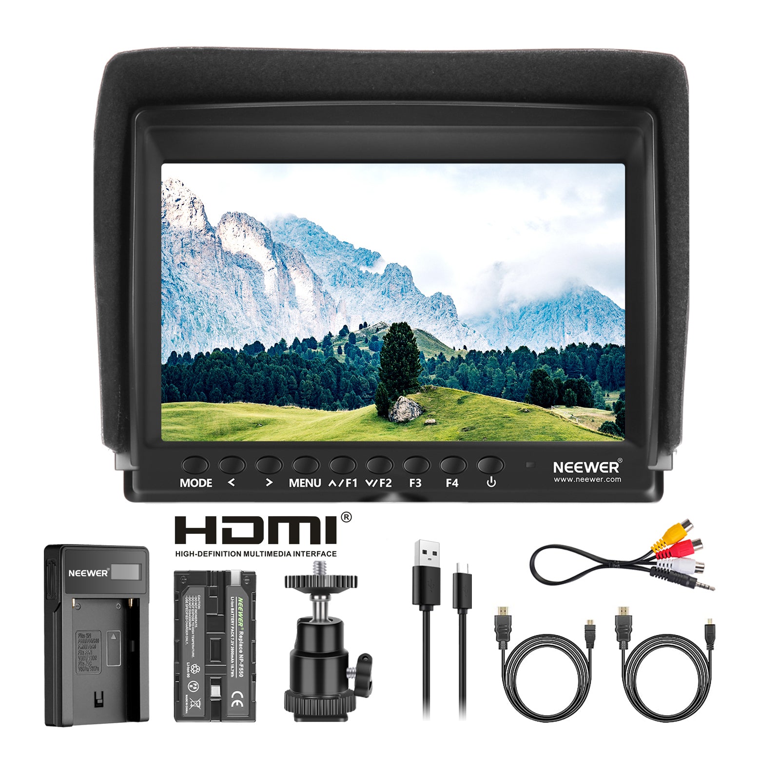 NEEWER F100 7 Inch HD Camera Field Monitor Kit