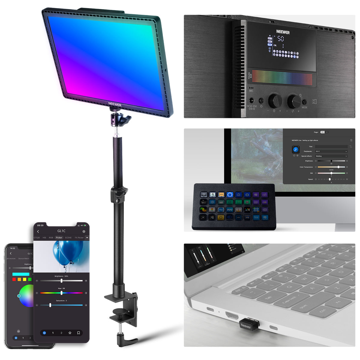 Seaming Light NEEWER GL1C RGB LED Light | Streaming Light