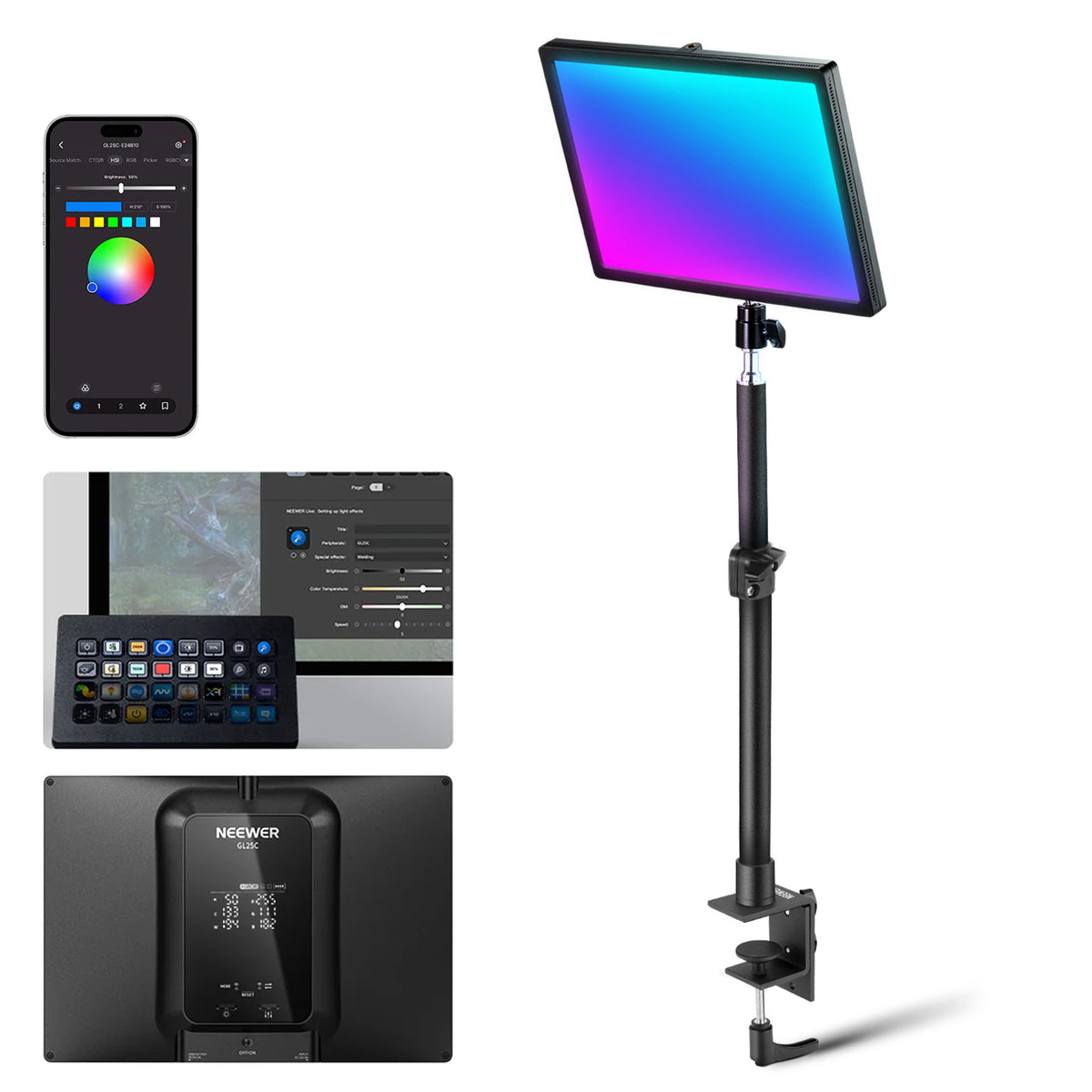 NEEWER GL25C Streaming Key Light | LED Video Light