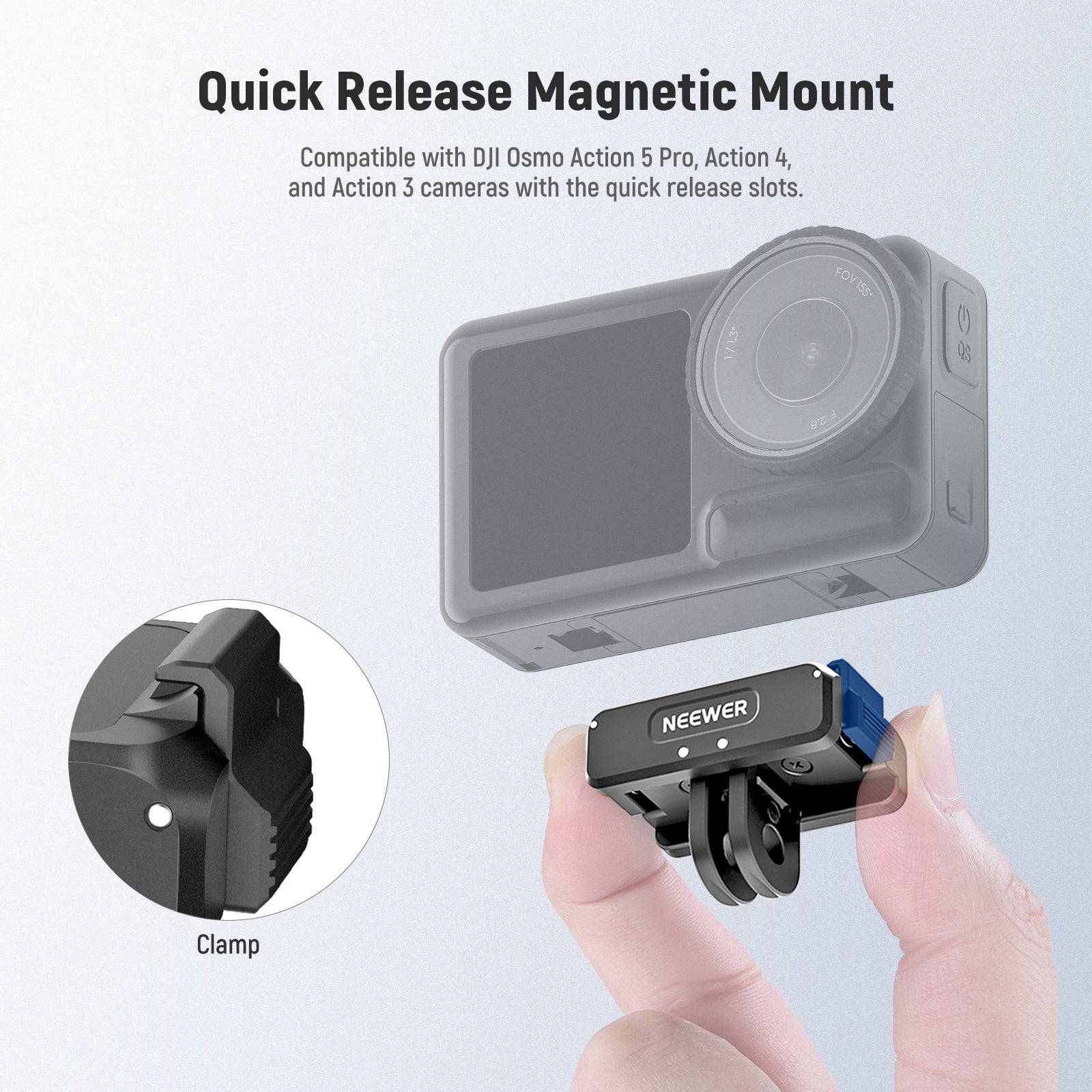 NEEWER AC011 Magnetic Mount For Osmo 360 Action 5 Pro/4/3