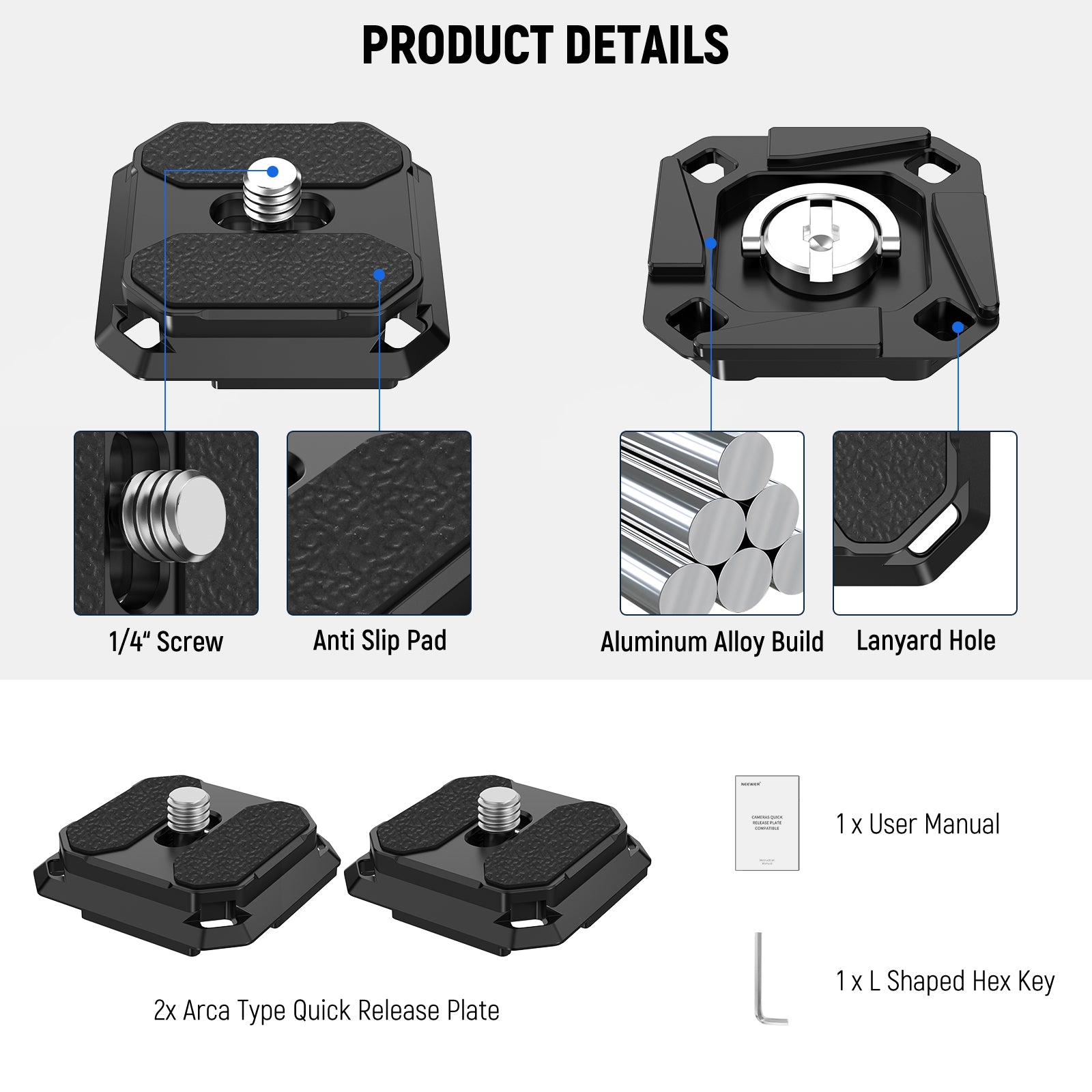 NEEWER QPR-5 2 Pack Arca Type Quick Release Plate