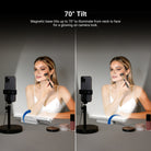 The magnetic base allows the NEEWER TL106B LED Chin Fill Light to pivot up to 70 degrees.