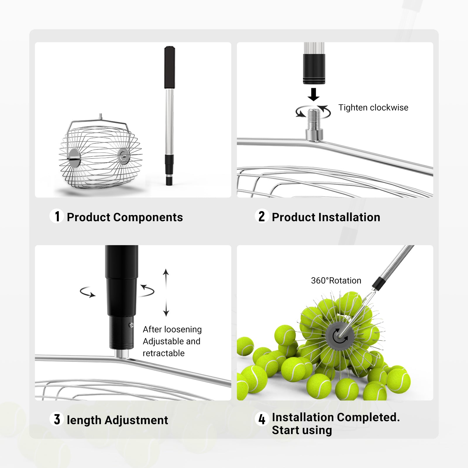 NEEWER TB05S Tennis Ball Picker | Pickleball Collector