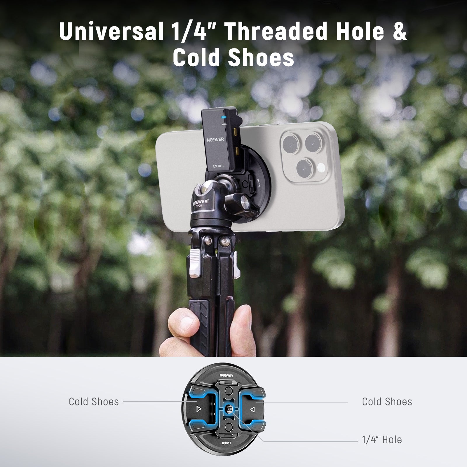Neewer PA070 Magnetic Phone Tripod Mount - Thumbnail 4