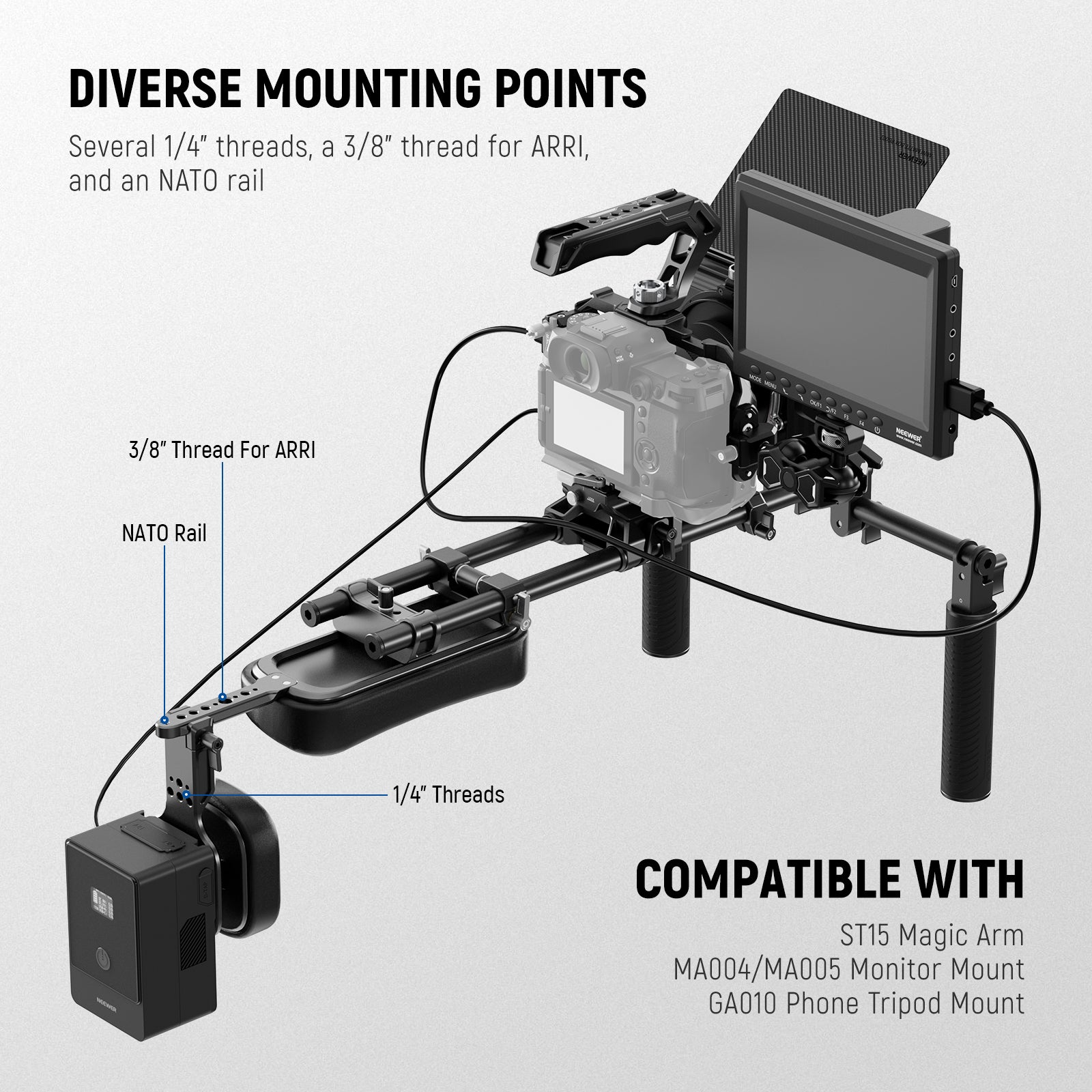 NEEWER SR016 Camera Shoulder Pad with V Mount Battery Plate