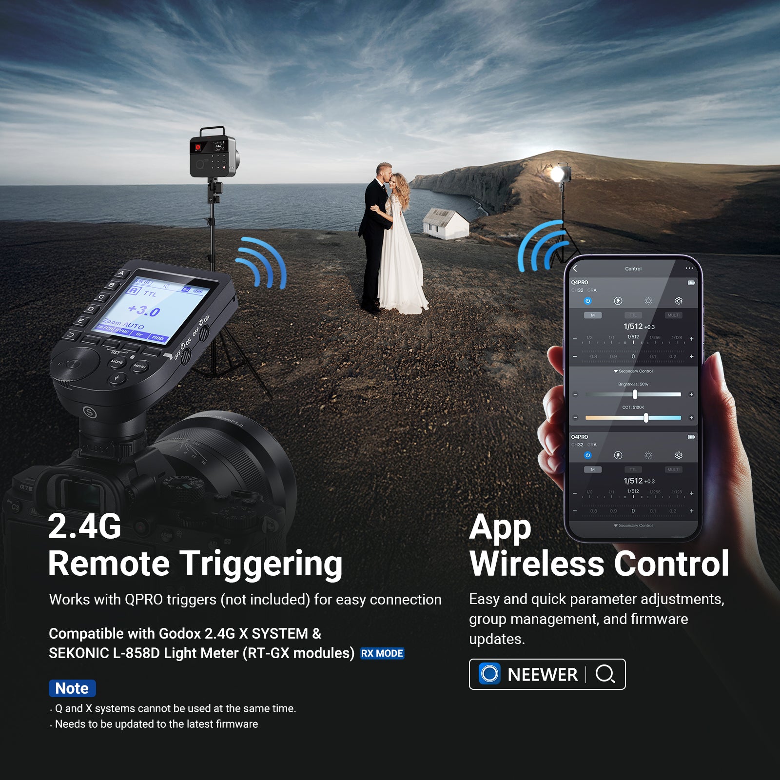 NEEWER Q4PRO 400Ws 2.4G TTL Outdoor Flash with App Control