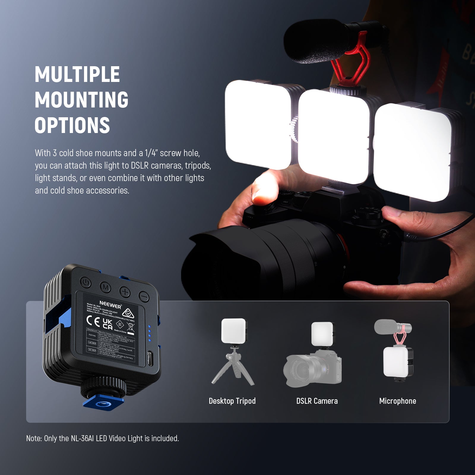 NEEWER NL-36AI Bi-Color LED Light | Mini Camera Light