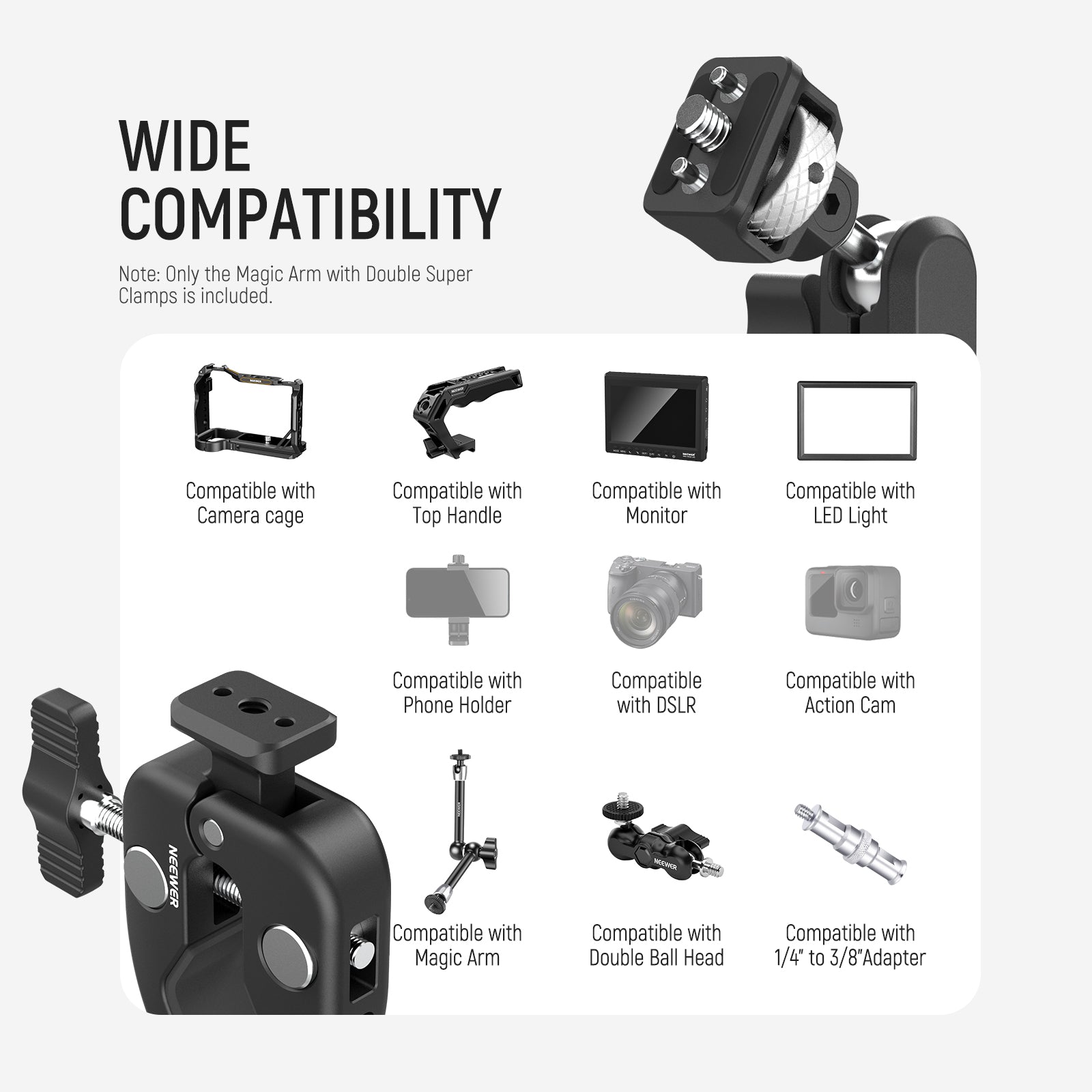 NEEWER UA060 Magic Arm with Double Super Clamps