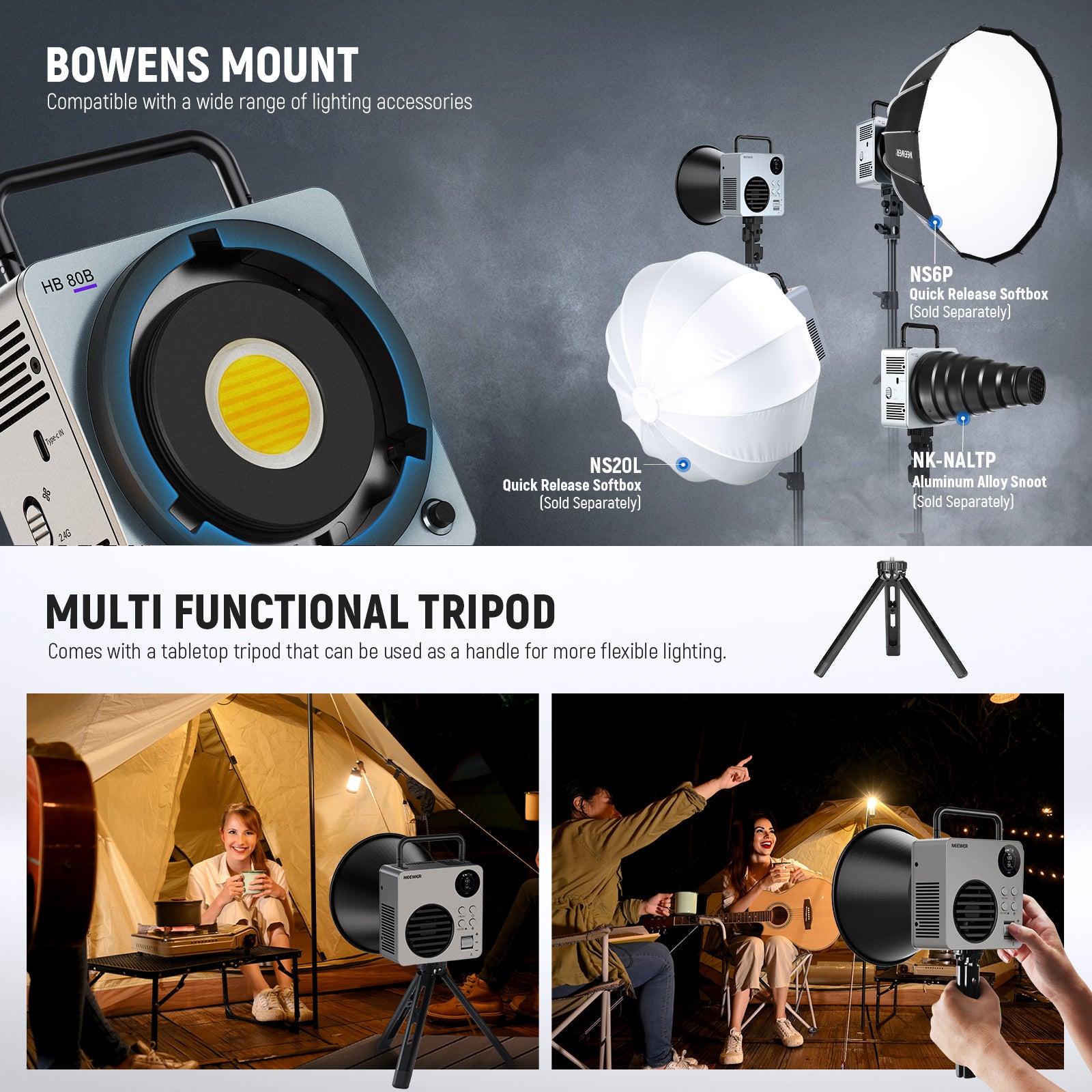 NEEWER HB80B 80W Bi Color Mini COB LED Video Light