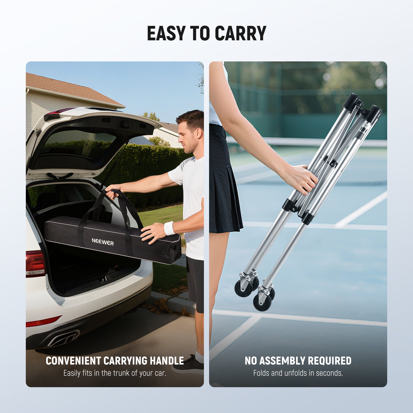 NEEWER TB02X Rolling Tennis Ball Cart with Storage Bag
